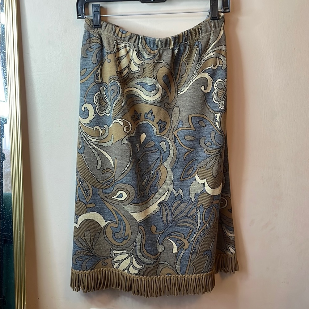 VINTAGE Blue and Gray Midi Pencil Skirt for Casual Wear